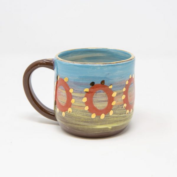 Small mug with orange circles in Leyla Folwell's Colombia range
