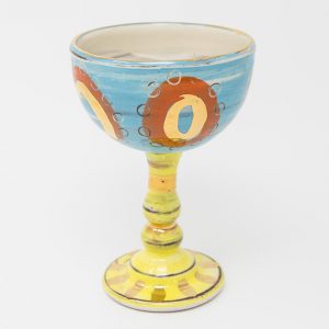 Ceramics, hand-made, pottery, bright, slipware, gold luster, goblet, foodie.